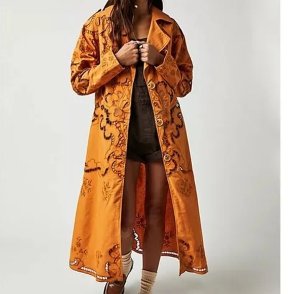 Free People Jackets & Blazers - Free People Susanna Duster in Mustard Brown sz Large EUC $228R